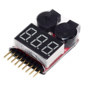 HR0214-128A 1-8S Battery Display Low Voltage Buzzer Alarm 2IN1 Tester Module BB Ring